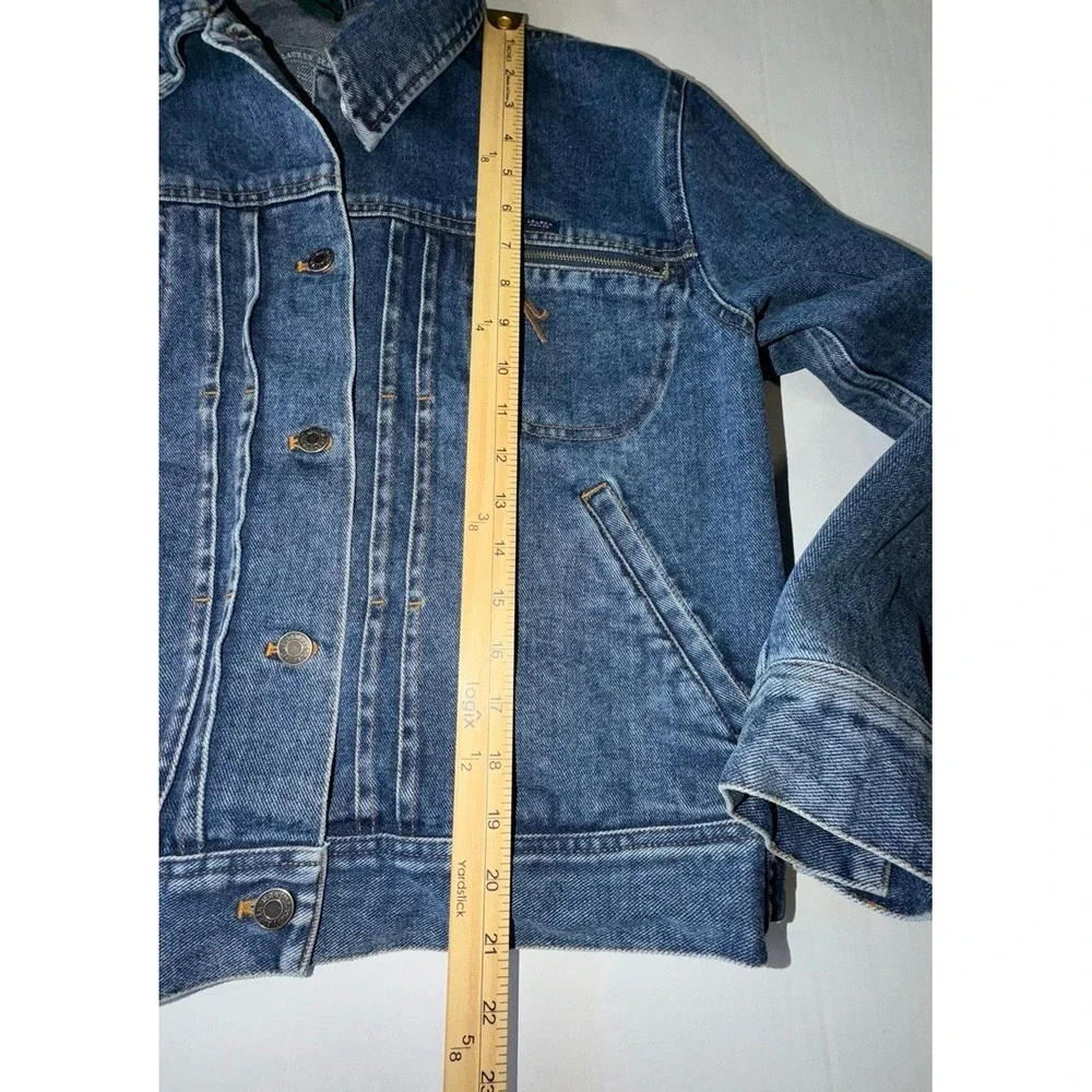 Lauren Jeans Co Jacket Womens Large  Blue Denim Metal Buttons Thin Coat Trucker - Picture 6 of 8